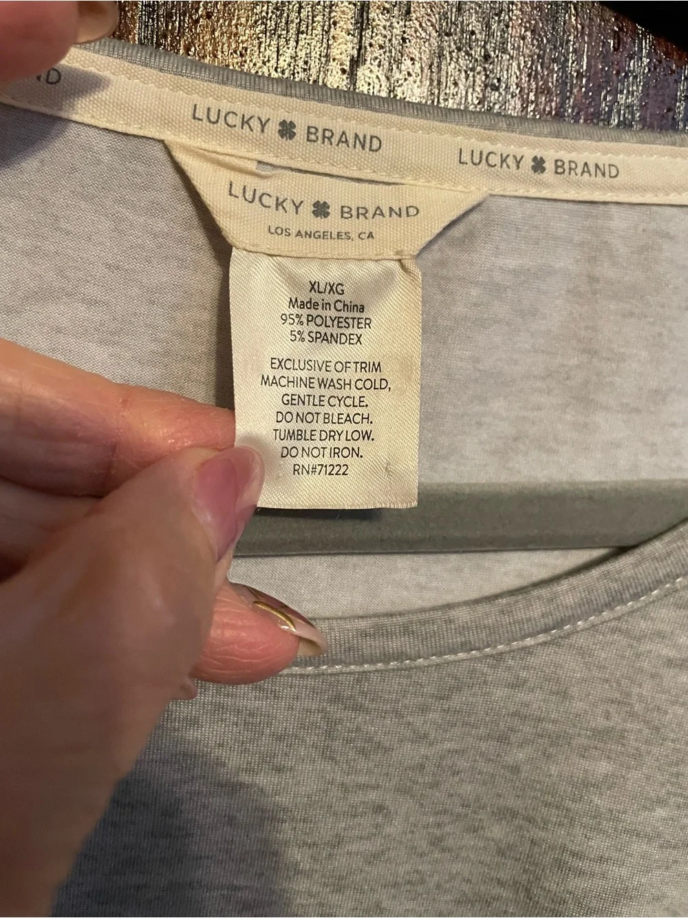 Lucky Brand Heather Gray Long-Sleeve Tee with Burgundy Logo